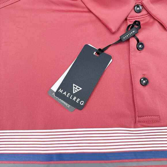 MAELREG Golf Polo Shirt Mens Size Medium Performance Stretch Cranberry Pink NEW‎ - Picture 6 of 11